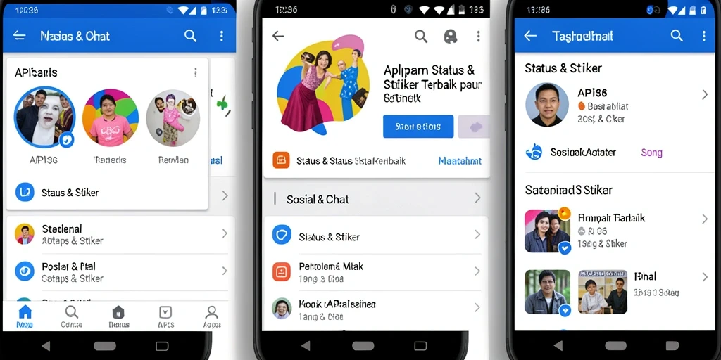 Antarmuka aplikasi API36 dengan koleksi stiker menarik.