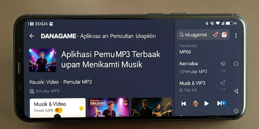 Antarmuka modern DANAGAME sebagai Pemutar MP3 yang intuitif.