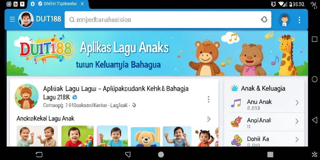 Antarmuka ramah anak dari aplikasi DUIT188 dengan berbagai pilihan lagu.