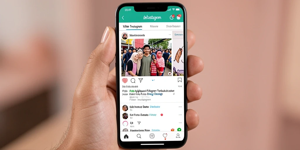Antarmuka FO8 dengan berbagai pilihan filter Instagram yang menarik.