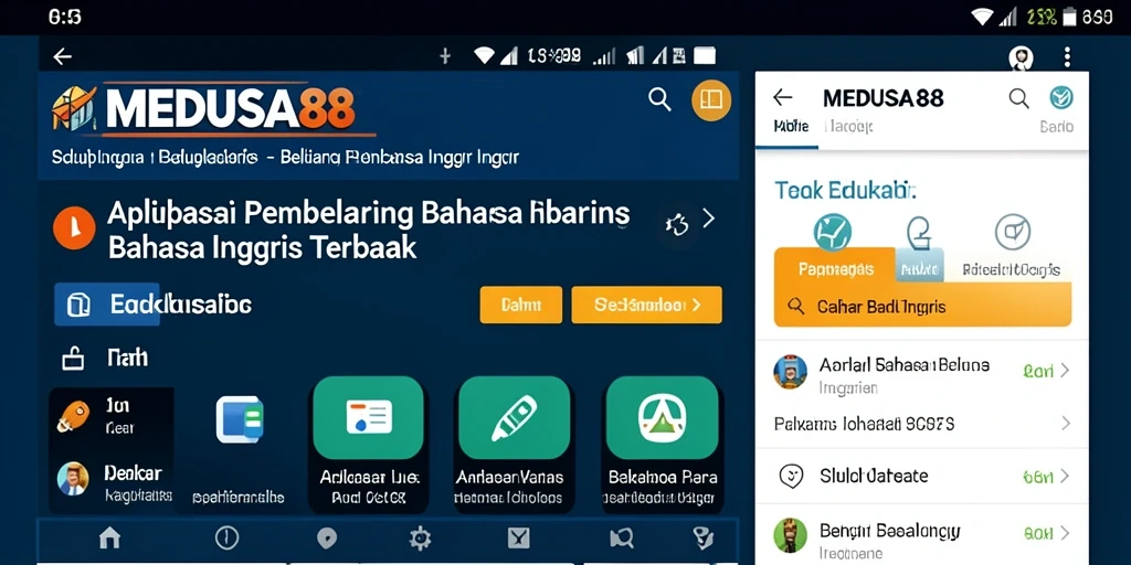 Tampilan antarmuka MEDUSA88 yang intuitif untuk belajar Bahasa Inggris.