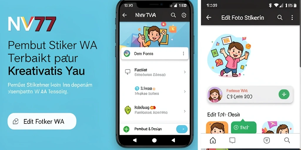 Antarmuka NV77 untuk pembuatan stiker WA yang mudah digunakan.