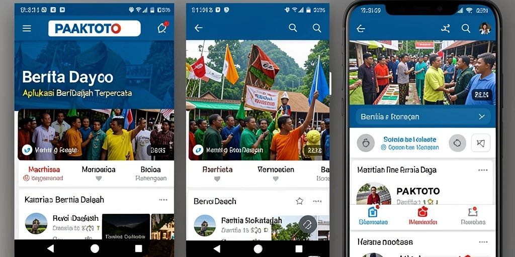 Antarmuka aplikasi PAKTOTO menampilkan berita daerah terbaru.