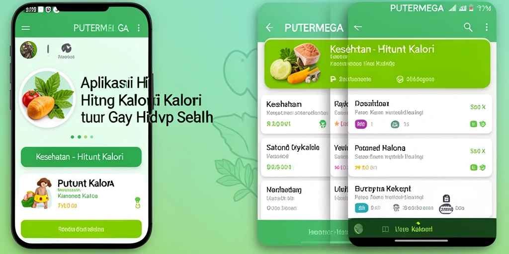Screenshot utama PUTERMEGA menunjukkan antarmuka pelacakan kalori yang sederhana.
