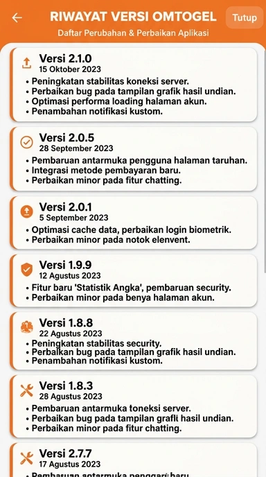 Riwayat Versi Aplikasi omtogel Terbaru untuk Android